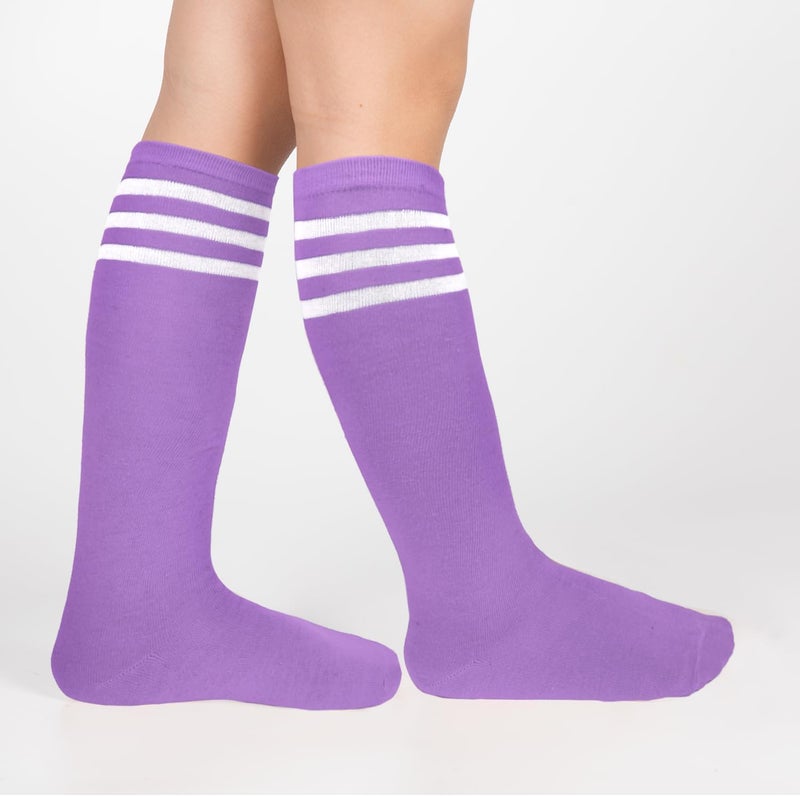 Benefeet Sox Kids Soccer Socks Toddler Knee High Tube Long Socks Soft for Girls Three Stripes Youth Cotton Soccer Socks - Image 2